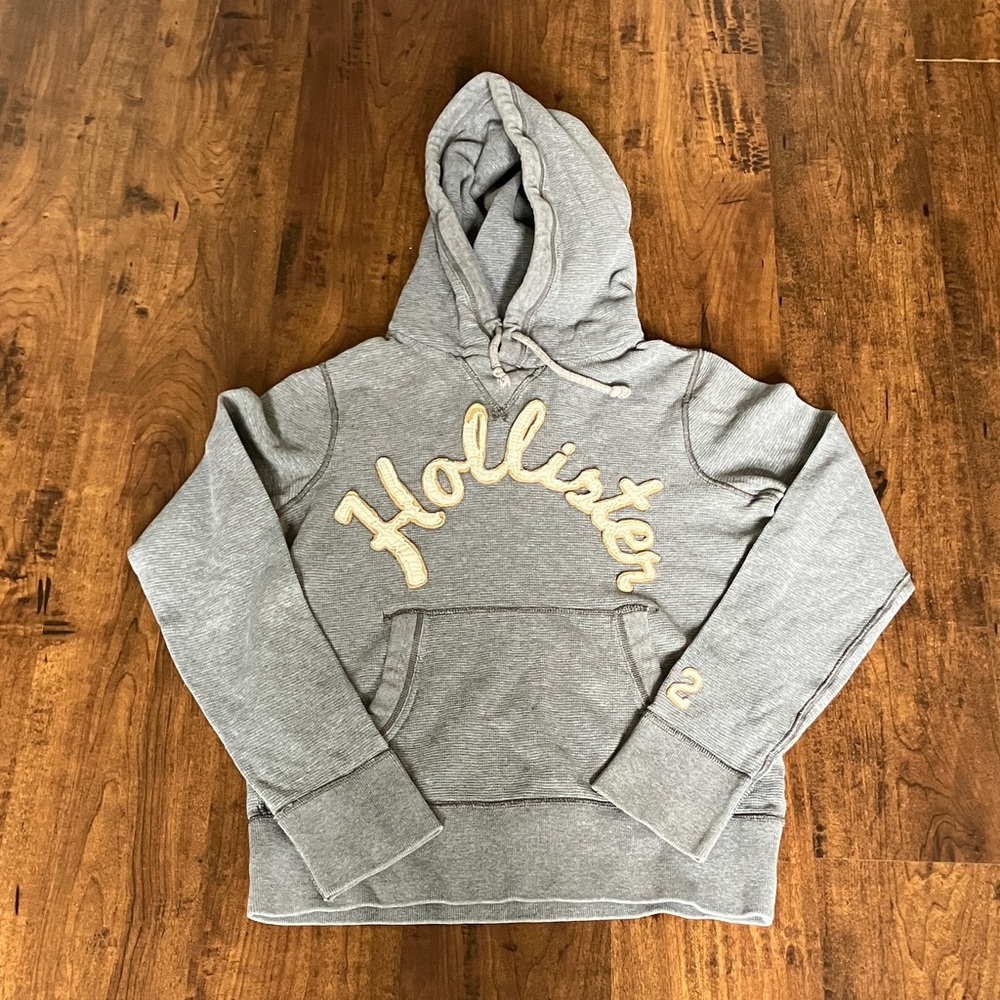 Y2K 2000’s Hollister Gray waffle Hoodied sweatshirt size small